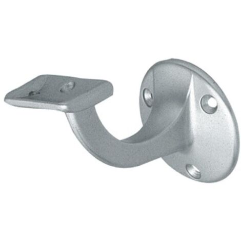 Support de rampe en aluminium sur platine ronde à visser type 3500 - Déport PMR 75 mm - plat - anodisé argent - HERMETA (1/5)