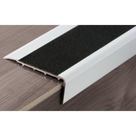 Nez de marche intérieur/extérieur type B11 alu naturel bande noire en 3000 mm à visser - DINAC (1/3)
