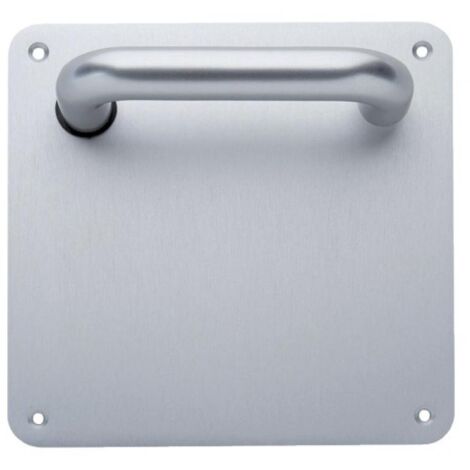 Ensemble aluminium Type Vittel béquille 1380 plaque carrée de 170 x 170 en 2 mm clé l anodisé argent - DUVAL (1/2)