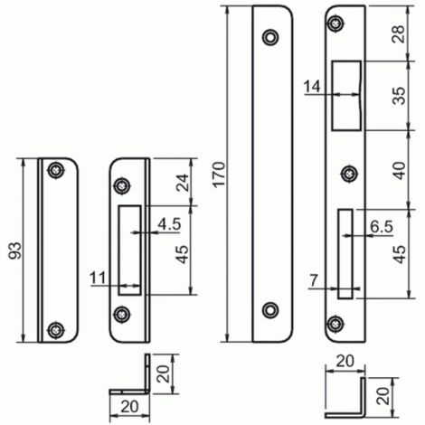 Jeu de gâches plates pour serrure à larder 3 points Trilogia® II - MÉTALUX (1/4)