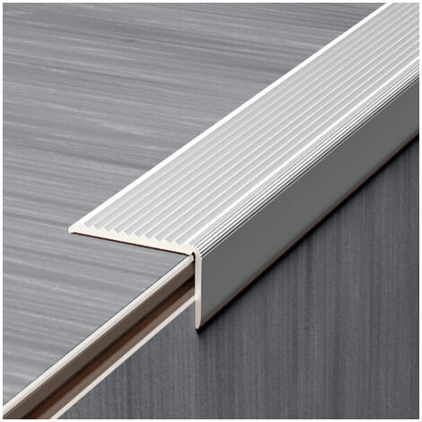 Nez de marche strié adhésif 3m – Aluminium anodisé – Surface antidérapante pour sécurité – Fixation auto-adhésive