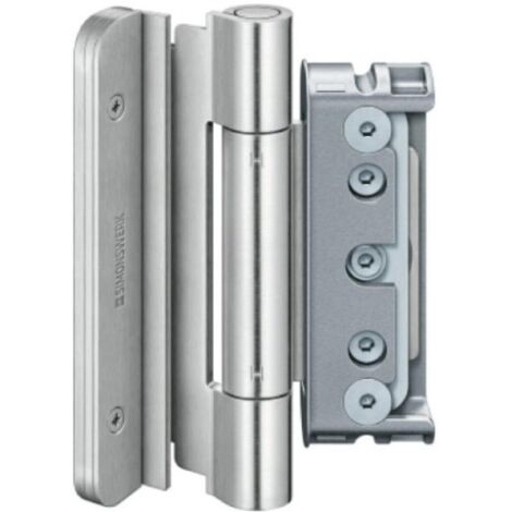 Jeu de 3 paumelles réglables menuiserie bois BAKA Protect 4030 3D FD MSTS finition zingué - SIMONSWERK