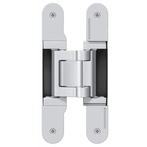 Paumelle Tectus 3D 541 FVZ – 100 kg – Finition laqué argent – Réglable en 3 dimensions – Boîte de 2 pièces – Simonswerk