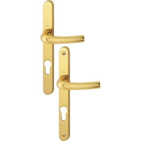 Hoppe – Ensemble de béquille plaque étroite Tokyo – Laiton F71 – Saillie normale 65 mm – Entraxe 195 mm – Pour porte 58 à 62 mm