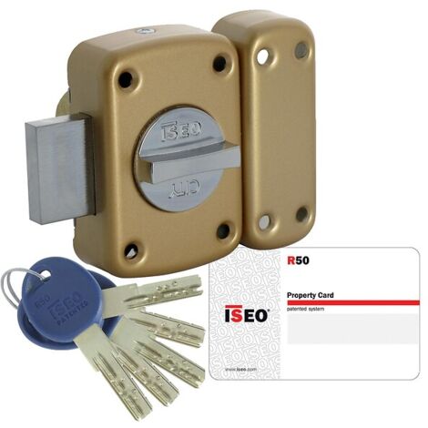 Iseo City – Verrou à bouton haute sûreté 45 mm – 5 clés protégées – Cylindre renforcé – Sécurité optimale contre effraction