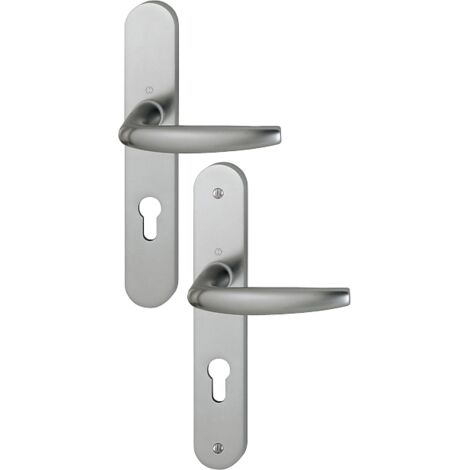 Hoppe – Plaque pour porte en acier brossé F9 – Entraxe 195 mm – Compatible Clé I – Épaisseur 68/77 mm – 2824134