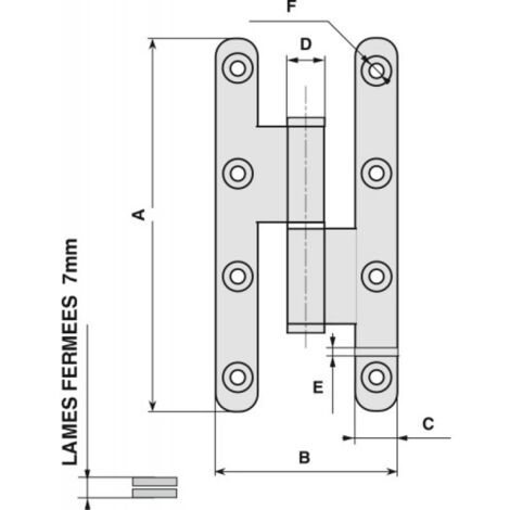 Paumelle pour meuble inox 304 poli brossé – Hauteur 140 mm – Largeur 70 mm – Sens droite – Capacité de charge élevée (1/4)