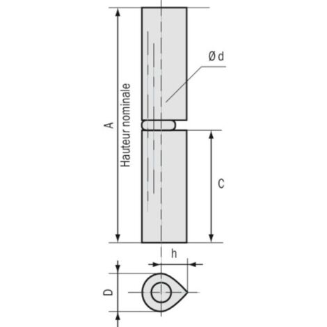 Finish – Paumelle pour meuble 100 mm – Acier grenaille avec bague laiton – Pour portes et fenêtres – Usage durable