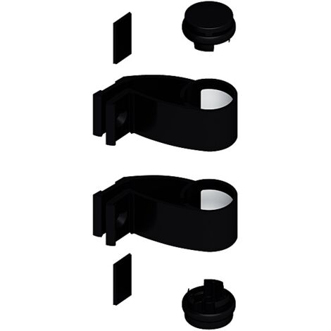 La Croisee Ds – Poignée de porte coulissante alu brut DIVA X – Finition noire RAL 9005 – Longueur 40 mm – Kit avec supports et bouchons inclus (1/2)