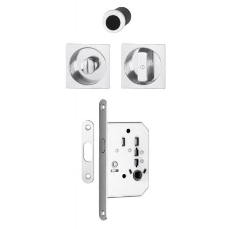 Serrure à condamnation pour porte coulissante intérieure avec manœuvres carré aluminium aspect laiton poli - HOPPE (1/3)