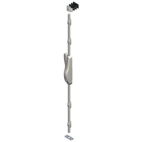 La Croisee Ds – Crémone pompier à levier Déesse gris aspect inox – Compatible portes 1 ou 2 vantaux en bois, alu, PVS, acier – Course tringle 20mm