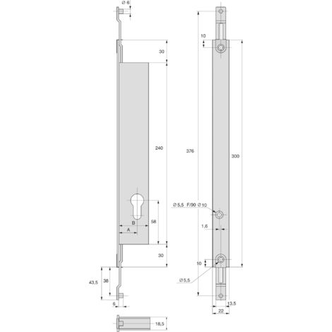 Serrure 2 points haut et bas 2271TI têtière plate axe 24 mm - STREMLER (1/5)