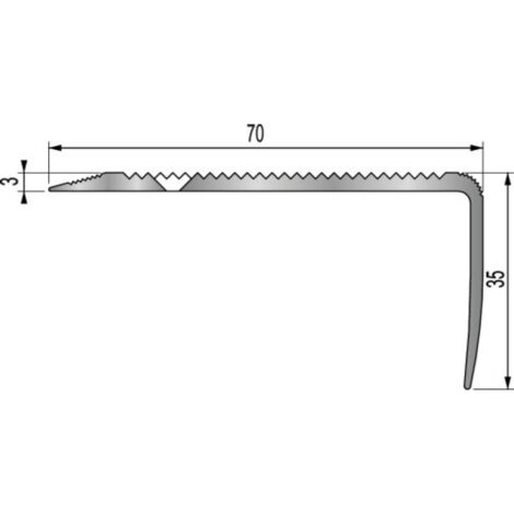 3M – Nez de marche aluminium anodisé 70x35mm – Strié métallique – 16 trous entraxe 190mm – Pose intérieure/extérieur