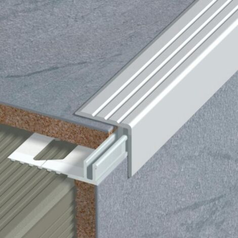 Socle à sceller ou à visser pour nez de marche - usage domestique - pour revêtement épaisseur 7-12 mm - DINAC