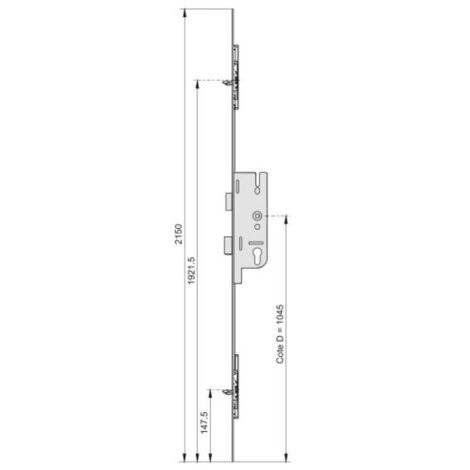 Ferco – Crémone 3 points entraxe 70 mm carré 7 mm – Acier traité ferGUard argent – Système de verrouillage par cylindre européen – 6335240401