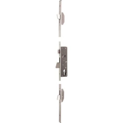 Iseo City – Serrure à larder 3 points à cylindre européen – Pêne dormant et rouleau – Têtière plate inox 24 x 3 x 1860 mm – Entraxe 85 mm