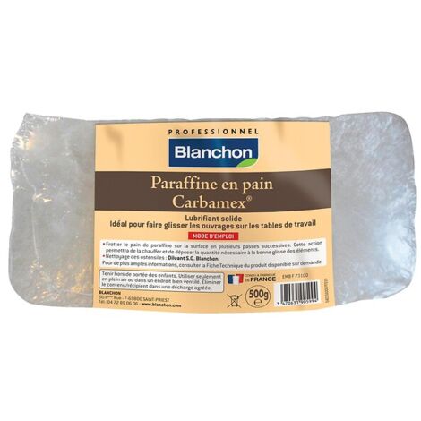 Blanchon – Pain de paraffine 500 g – PARAFFINE – Lubrifiant alimentaire pour glisse efficace – Applications industrielles et bricolage
