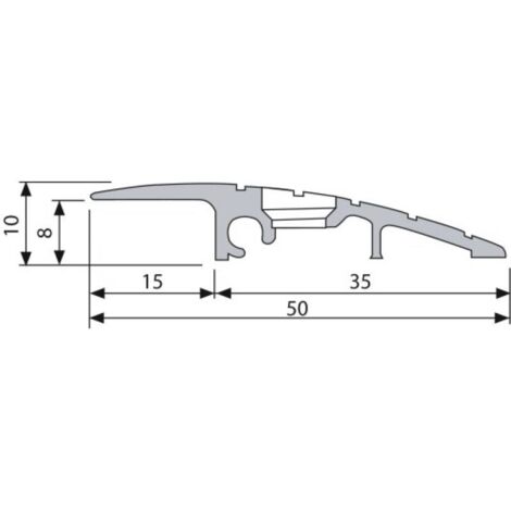 Dinac – Rampe d'accès à visser 10mm en aluminium brut – Longueur 3m – Largeur 50mm – Fixation rapide pour revêtements de 8mm