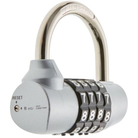 Abus – Cadenas à combinaison 4 molettes en zamak – Anse en acier – Sécurité renforcée pour usage intensif – Dimensions 154x65mm
