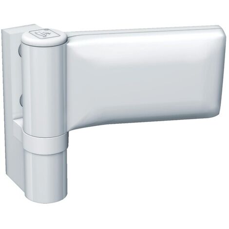 Paumelle pour porte PVC KT-EV – Aluminium laqué blanc RAL 9016 – Largeur 20 mm, recouvrement 18/23 mm – Réglage tri directionnel – Hahn
