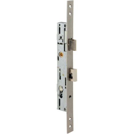 DOM – Serrure multipoint en applique 3 points – Acier traité anticorrosion – Entraxe 92mm – Têtière inox – Saillie pêne dormant 20mm