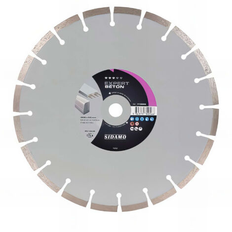Sidamo – Disque diamant pour meuleuse 300mm – Épaisseur 2,8mm – Alésage 25,4mm – Découpe béton armé efficace