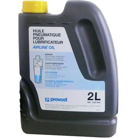 Prevost – Huile lubrifiante spéciale réseau pneumatique 2 L – Pour compresseurs d'air – Viscosité 20 CST – Conforme norme ISO VG 22 (1/3)
