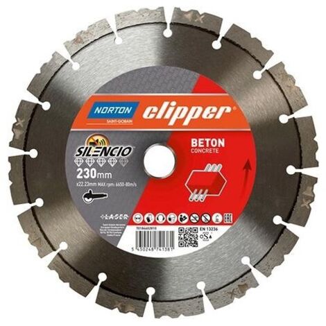 Disque à tronçonner diamant Pro Béton Silencio Ø 230 épaisseur 2.6 mm alésage 22.23 mm - SAINT-GOBAIN SURFACE SOLUTIONS FR. (1/2)
