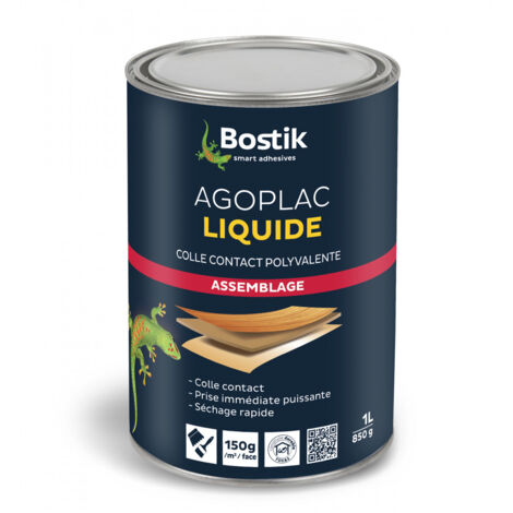 Bostik – Colle néoprène contact liquide 1L – Pour collage bois, caoutchouc, métal – Temps de séchage 10-15 min – Sans toluène ni cyclohexane