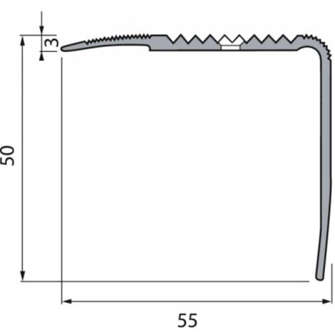 Dinac – Nez de marche en aluminium anodisé strié – Longueur 190mm – 16 trous pour installation facile – Sécurise les zones à fort passage