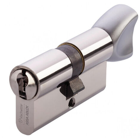 Vachette – Cylindre de serrure double à bouton HDI+ A2P – Laiton nickelé – 4 clés – Dimensions 30mm x 30mm – Sécurité renforcée