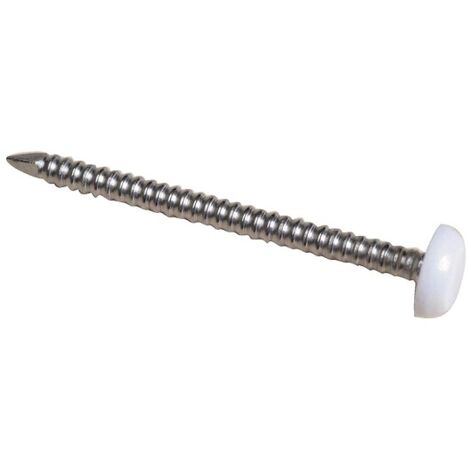 Pointes annelées Inox A4 tête plate surmoulée de PVC blanc Ø 2 mm longueur 30 mm B250 - DON QUICHOTTE