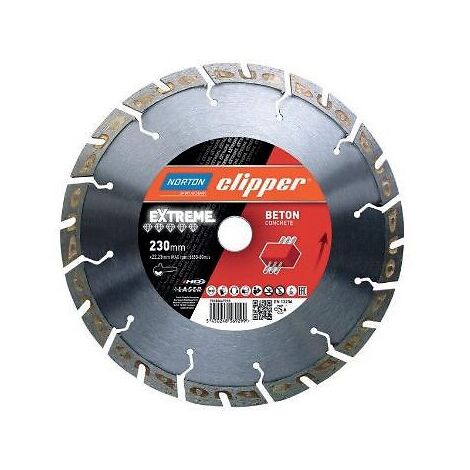 Disque à tronçonner diamant Extrême Béton Silencio Ø 230 épaisseur 2,8 mm alésage 22,2 mm - NORTON