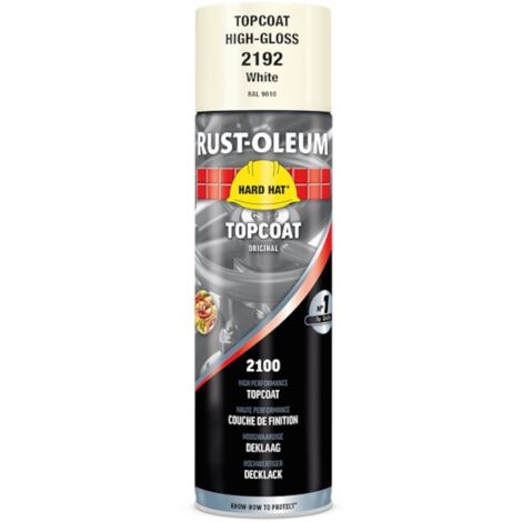 Peinture en aérosol HARD HAT - blanc RAL 9010 - brillant - 500 mL - RUST-OLEUM