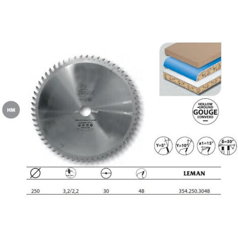 Leman – Lame de scie circulaire carbure 250 mm 48 dents – Pour panneaux plaqués thermoplastiques – Finition précise et nette (1/5)