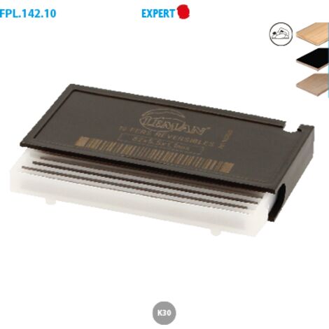 Fer de rabots réversibles en carbure monobloc. dimensions 80.5 x 5.5 x 1.1 mm. référence 142-780-10. pack de 10 fers - LEMAN