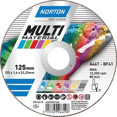 Disque à tronçonner Multi Purpose Norton - 230 - 1,9 - 22,23 - 41-plat