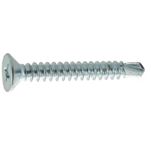 Vis autoperceuses tête fraisée empreinte Phillips acier zingué blanc entièrement filetées, diamètre 4,2 mm, longueur 22 mm, boît - VISWOOD (1/2)