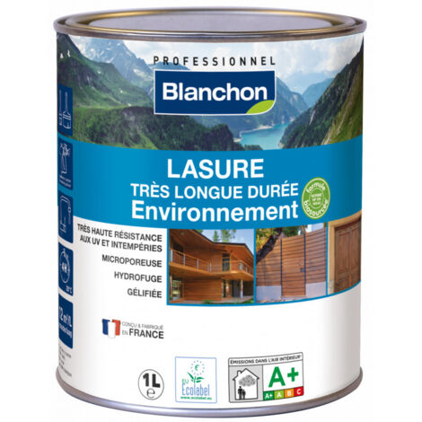 Blanchon – Lasure extérieure chêne clair satinée 1L – Très longue durée – Environnement biosourcé – Protection UV et hydrofuge