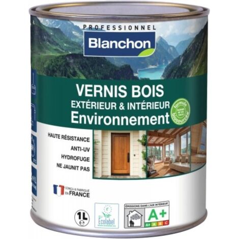 Blanchon – Vernis pour bois extérieur incolore satiné 1L – Hydrofuge et résistant aux UV – Application intérieure et extérieure