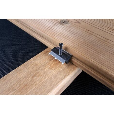 Clip Terrasse Bois HYBRID 8-25 - 90 clips + Vis 4x43mm - Pour Lames en Bois Exotique et Bois durs - Stable, Facile à Poser & Resistant