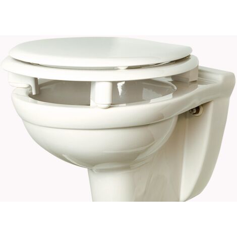 Olfa – Abattant adulte réhaussé 70mm blanc – Bois réticulé – Charnières inox – Installation par vissage – Pattes anti-glissement (1/10)