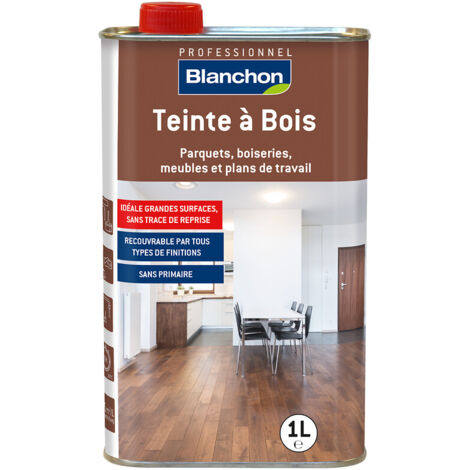 Teinte à bois aqua-polyuréthane en phase aqueuse à base de pigments prête à l'emploi coloris chêne foncé bidon 0.5l - BLANCHON
