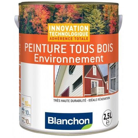 Blanchon – Peinture microporeuse tous bois blanc RAL 9016 – Hydrofuge – Haute résistance UV et intempéries – Pour bois neufs et anciens
