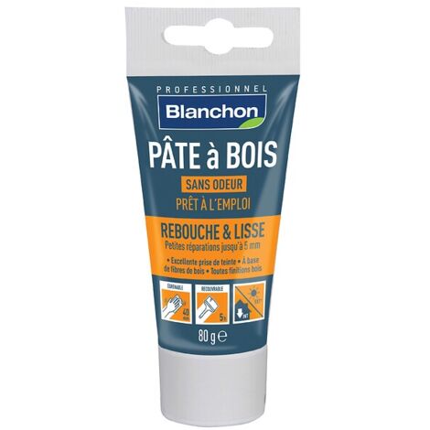 Pâte à bois prêt à l'emploi, petites réparations, teinte chêne foncé, tube de 80 g - BLANCHON
