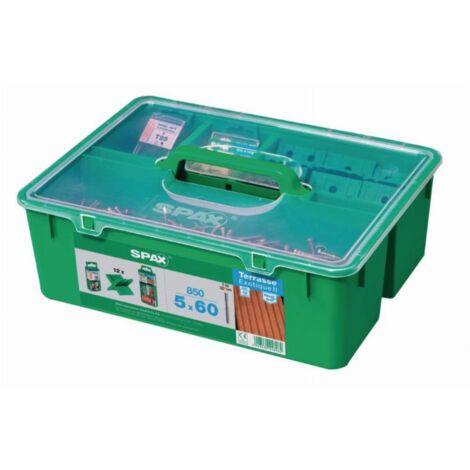 Spax – Kit de 850 vis inox A2 pour terrasse – Ø 5,0mm x 60mm – Tête cylindrique – Compatible bois exotique – Vissage rapide et sécurisé (1/6)