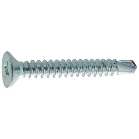 Vis autoperceuses tête fraisée empreinte Phillips acier zingué blanc entièrement filetées, diamètre 5,5 mm, longueur 45 mm, boît - VISWOOD