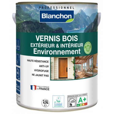 Blanchon – Vernis pour bois extérieur incolore mat 2,5L – Hydrofuge, anti-UV, 80% biosourcé – Application facile sur surfaces verticales