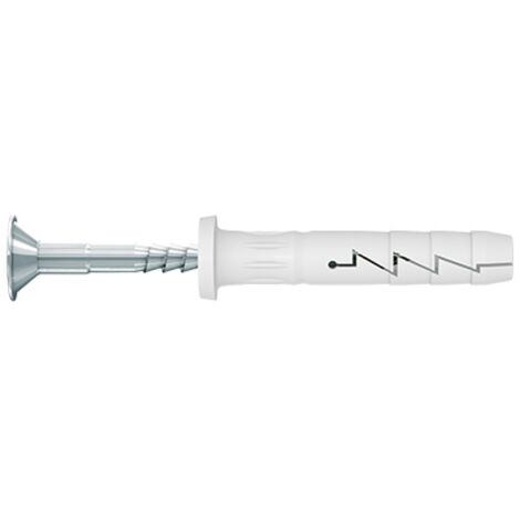 Chevilles à frapper nylon 6x40mm – Boîte de 100 unités – Tête fraisée Pozidriv pour béton et briques – Installation rapide en série – Rawlplug