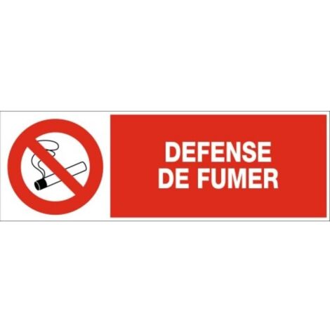 Rectangle rouge d'interdiction, dimensions 450 x150 mm, désignation ''Défense de fumer'' - NOVAP